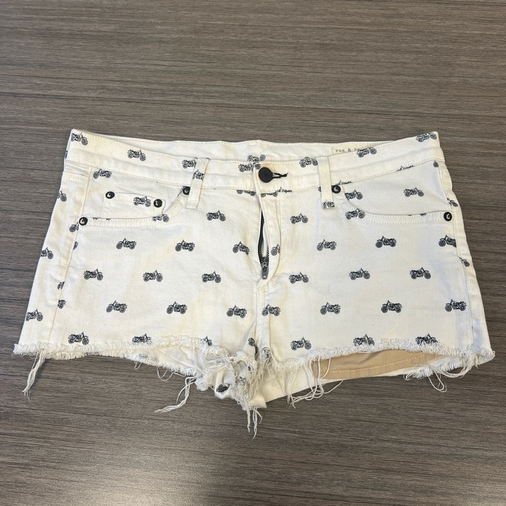 Rag & Bone Denim Motorcycle Print Shorts